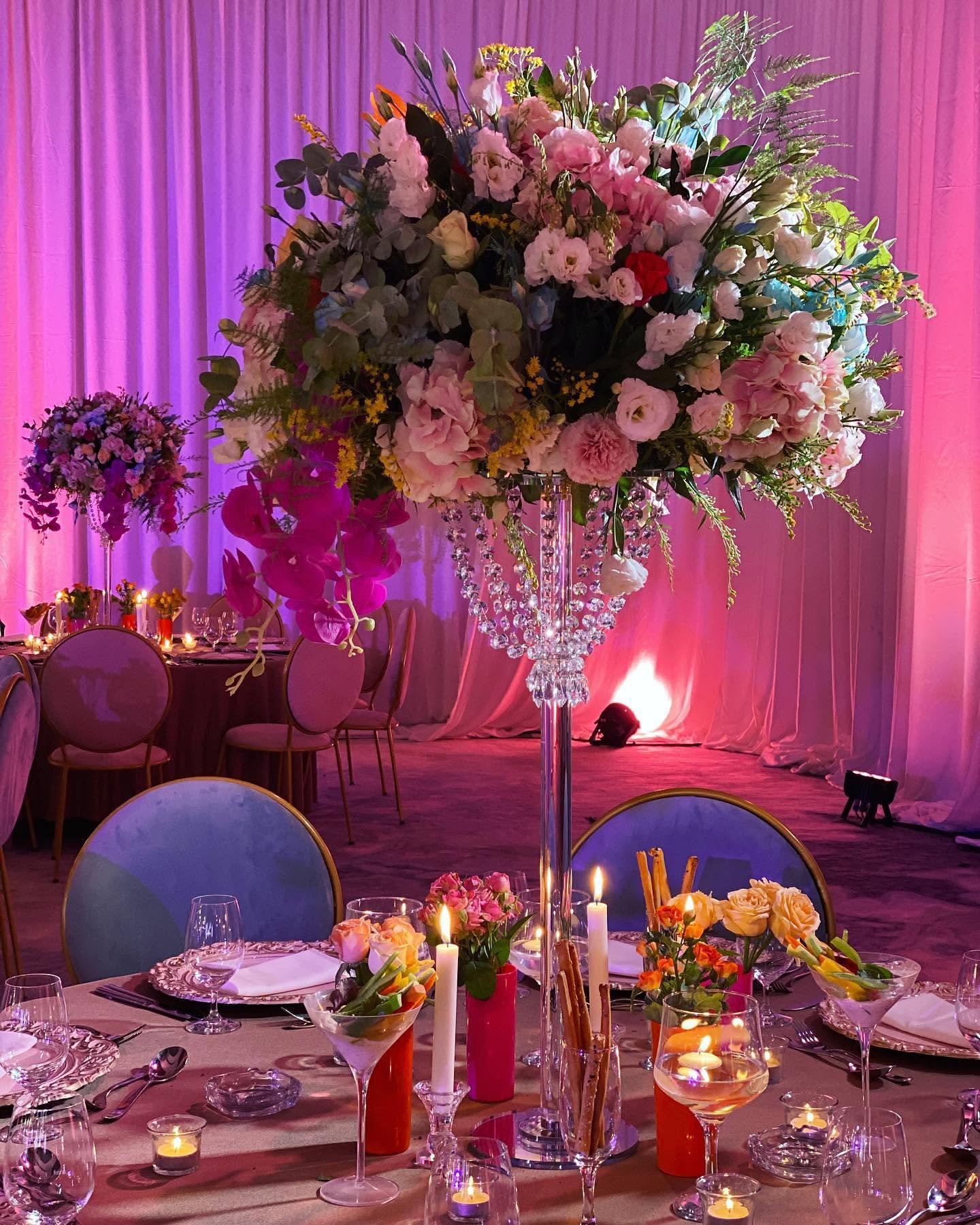 Crystal Candelabra Gala Reception Centerpiece
