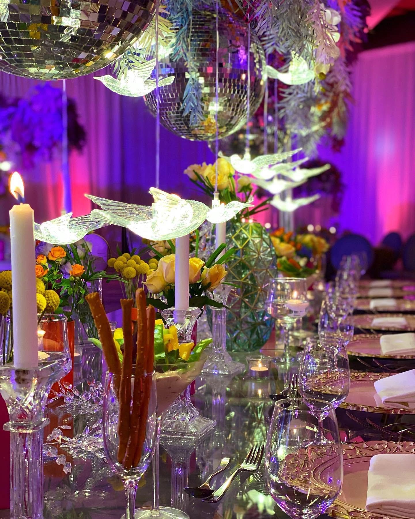 Mirror Table with Illuminated Doves
